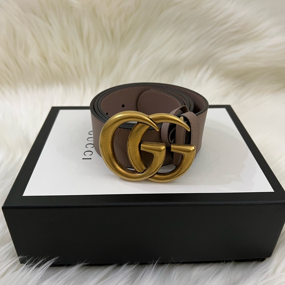 Gucci GG Marmont Wide Belt in Porcelain Rose size 80